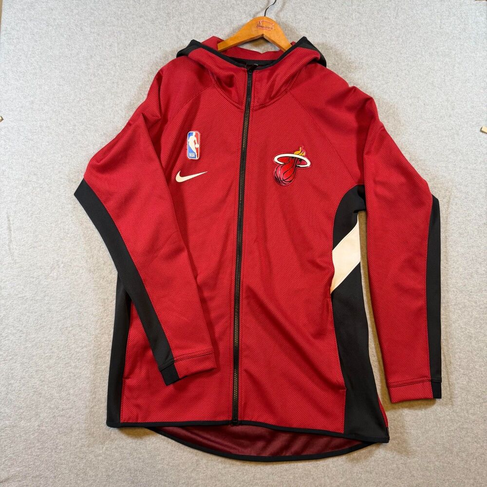 Nike Miami Heat NBA Dri-FIT Full Zip Hooded Jacket Men Large Red Black